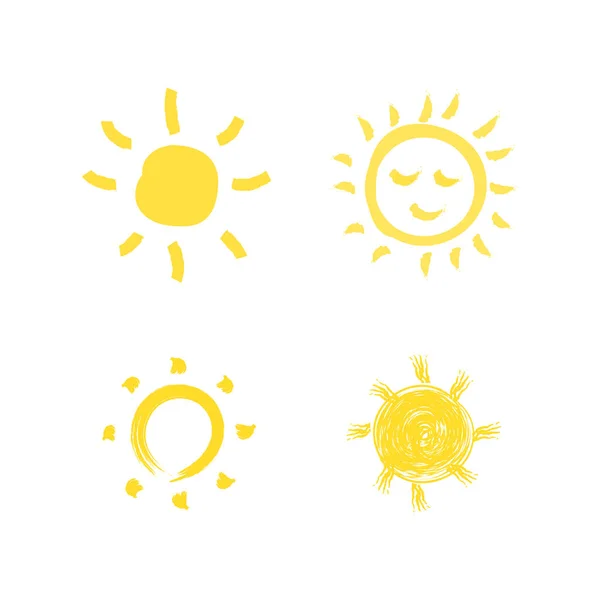 Set soleils jaunes . — Image vectorielle