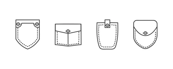 Set patch pockets. — Stock Vector
