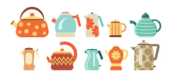 Set tea kettles. — Stock Vector