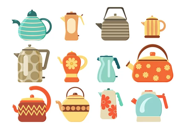 Set tea kettles. — Stock Vector