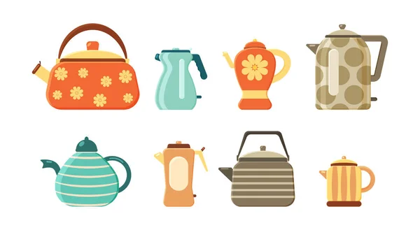 Set tea kettles. — Stock Vector