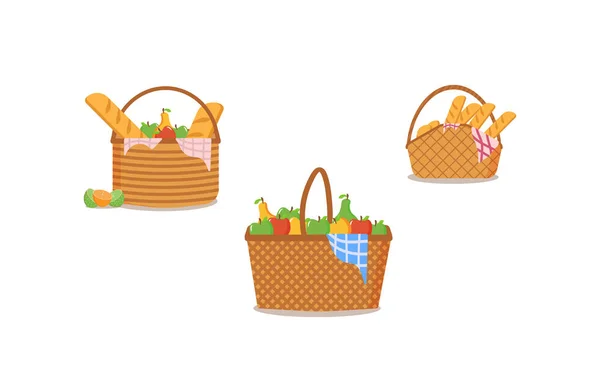 Colección de cestas de picnic . — Vector de stock