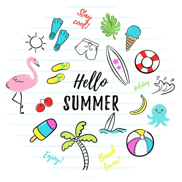 Hello summer, Doodles . — стоковый вектор