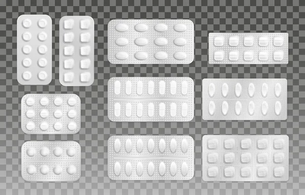 Tabletter i förpackningar. — Stock vektor
