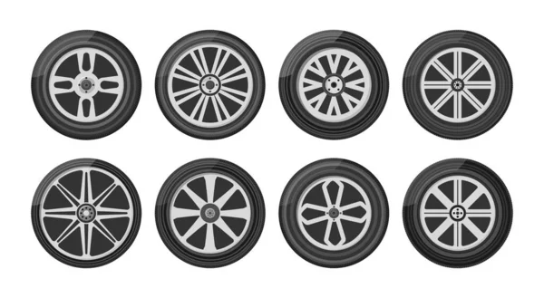 Conjunto ruedas de coche . — Archivo Imágenes Vectoriales