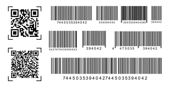 QR kódy, čárové kódy. — Stockový vektor