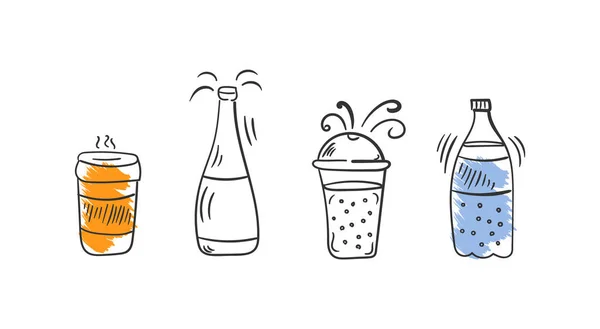 Déposer les cocktails, les nouilles. — Image vectorielle