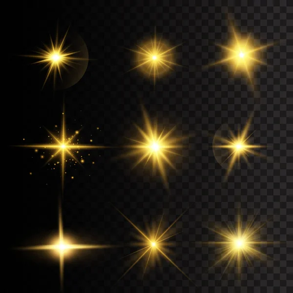 Sarı yıldız ışıkları. — Stok Vektör