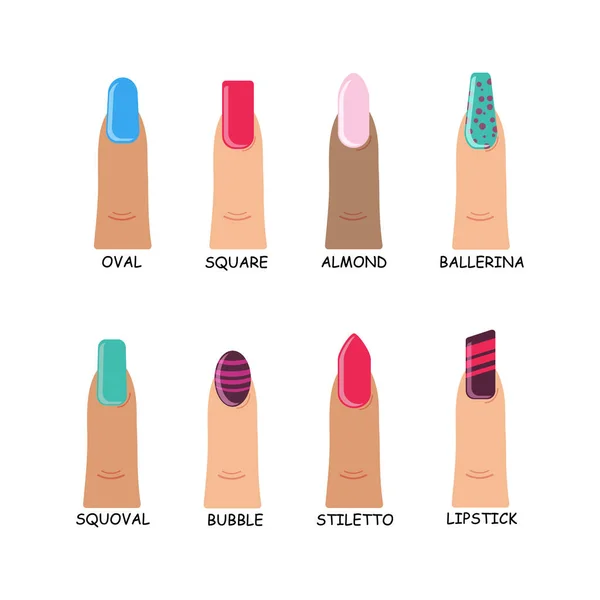 Different shapes nails. — Stock Vector