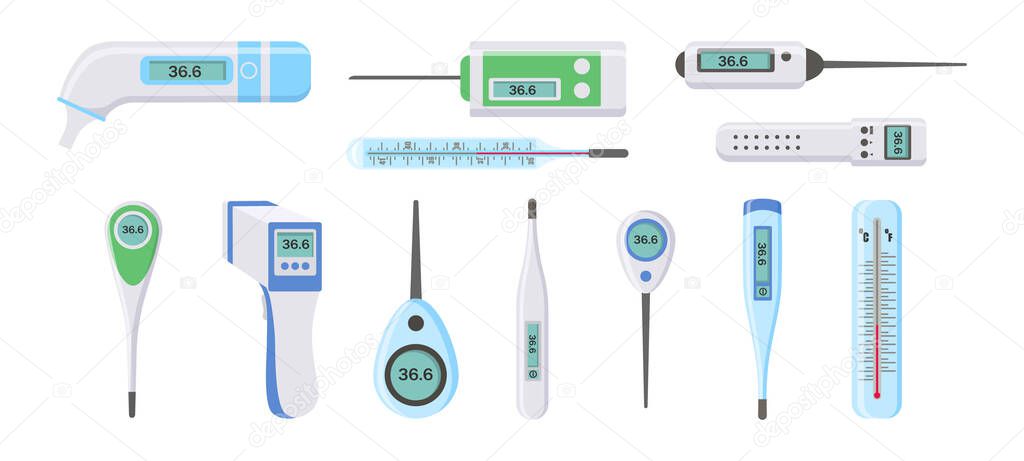 Thermometers measuring temperature.