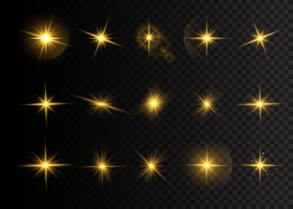 Luces estrellas amarillas. — Vector de stock