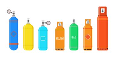 Farklı gaz silindirleri.