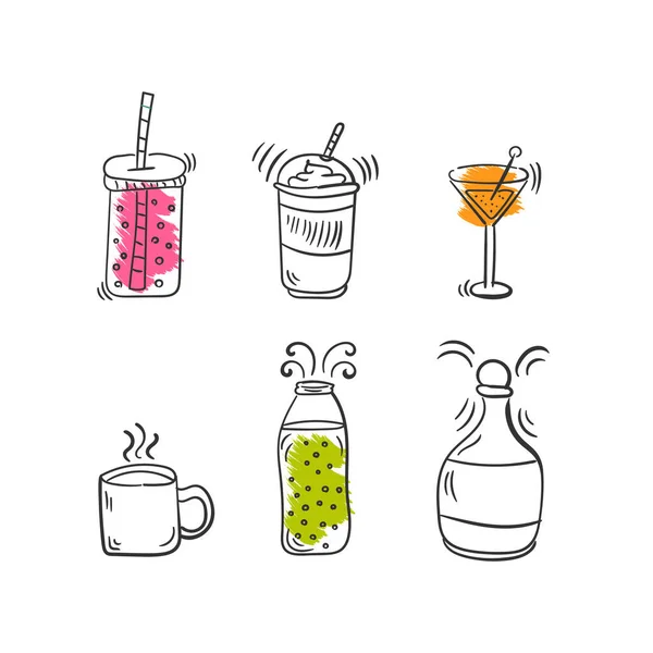 Déposer les cocktails, les nouilles. — Image vectorielle