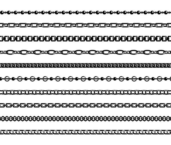 Set chaînes noires . — Image vectorielle