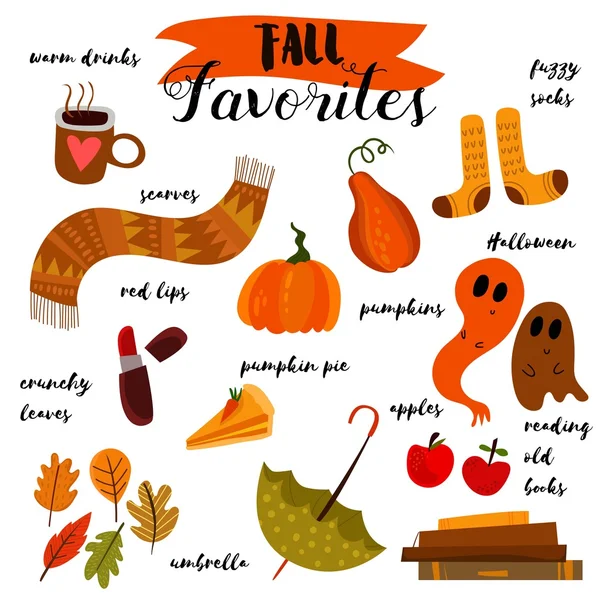 Fall Favorites-Conjunto de otoño.Colección de elementos de álbumes de recortes — Foto de Stock