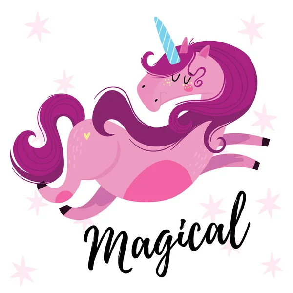 Ładny magiczne Unicorn.Cute ilustracje wektorowe na białym tle. — Wektor stockowy