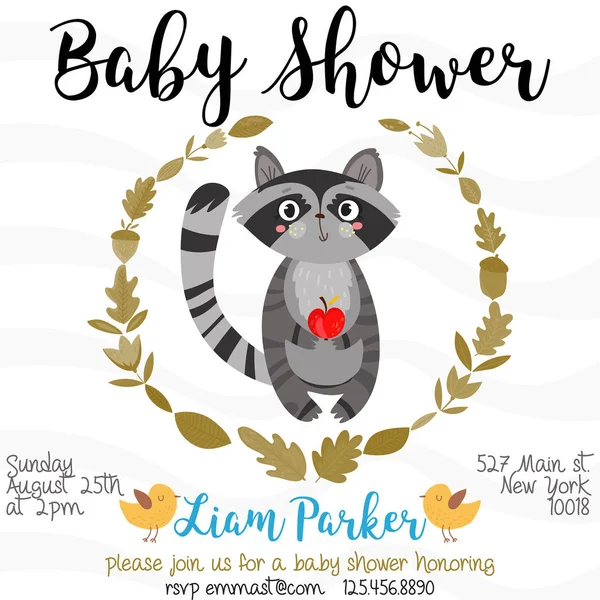 Baby Shower invitation card with cute kids illustration: cartoon — Stock Vector