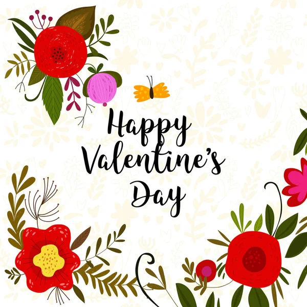 Buona San Valentino card con fiori- stock vector — Vettoriale Stock