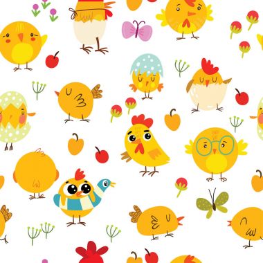 Paskalya tavuk ile seamless modeli. Duvar kağıtları, desen dolgularını, web sayfası arka planı, yüzey dokuları, tekstil için mükemmel.