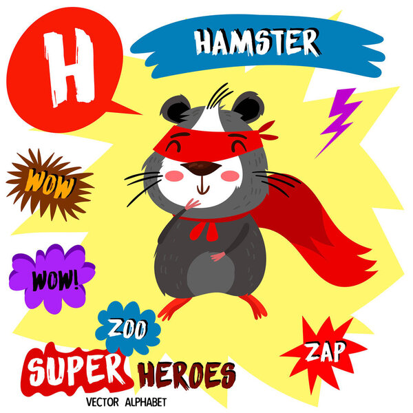 Super big set. Cute vector Zoo alphabet with animals in cartoon 