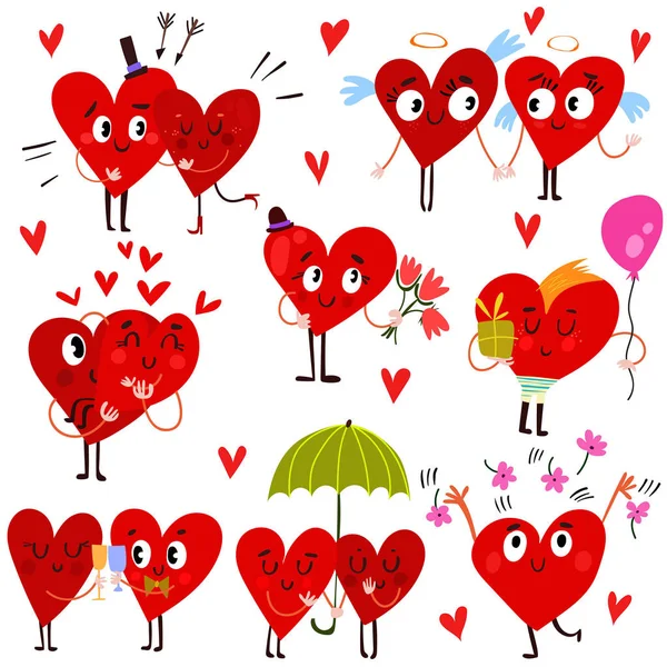 Coleção de coração dos desenhos animados-conjunto de corações dos namorados para o seu projeto —  Vetores de Stock