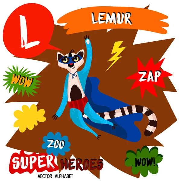 Super big set. Cute vector Zoo alphabet with animals in cartoon — Stock Vector