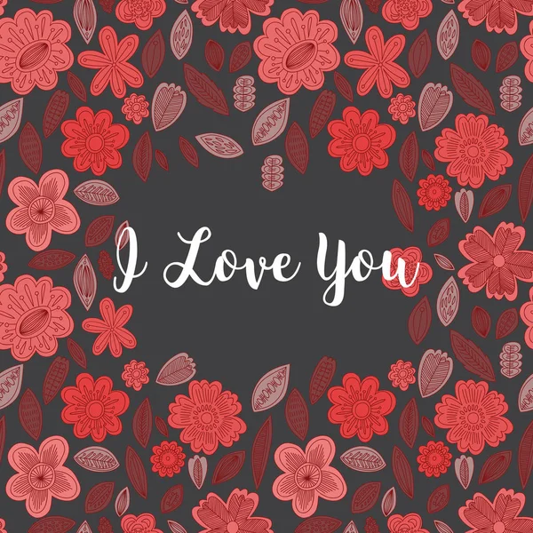 Joyeux Valentines carte de jour avec fleurs- vecteur de stock — Image vectorielle