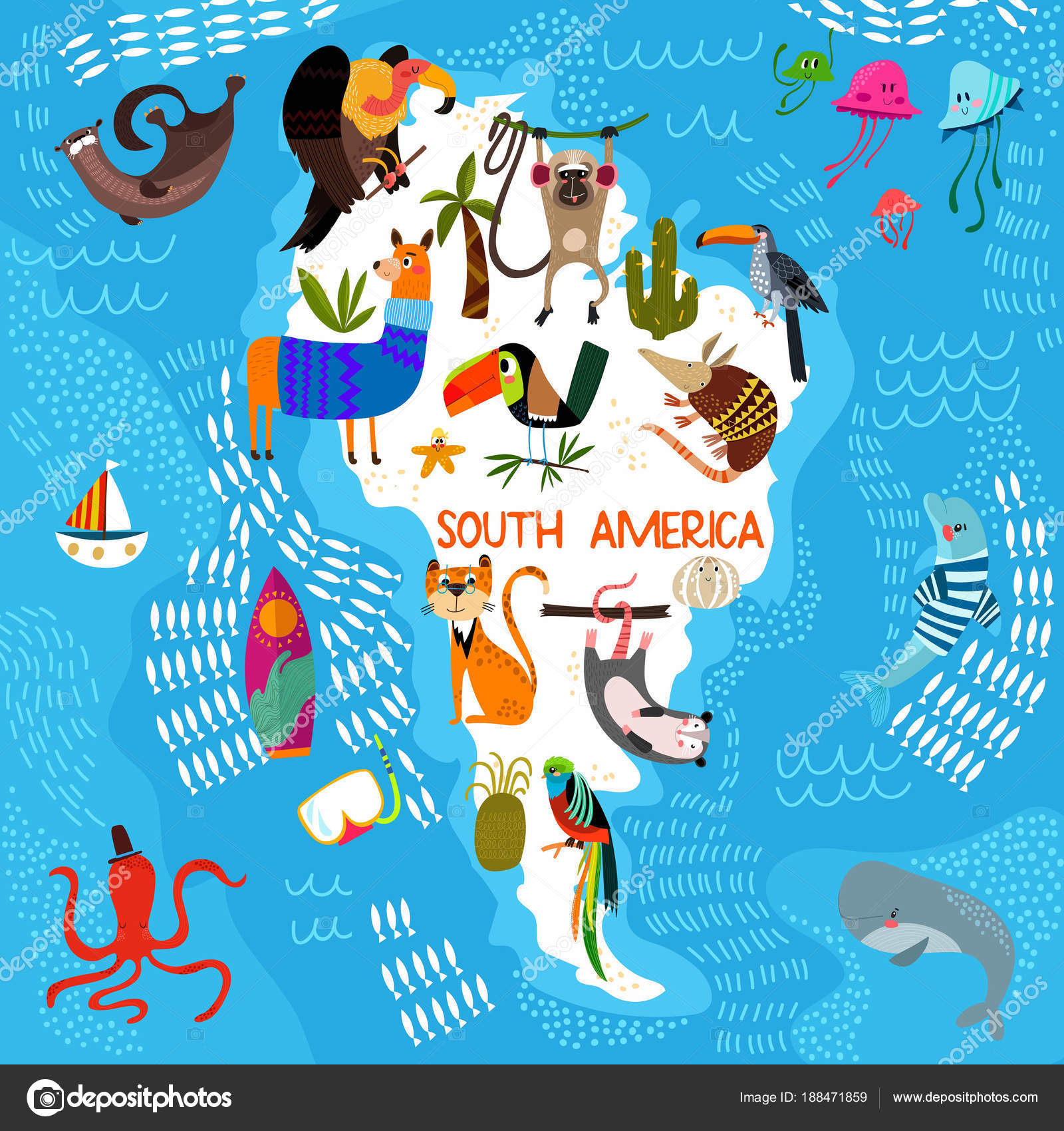 Cartoon world map with traditional animals. Illustrated map of S Stock Vector Image by ©ovocheva #188471859 Cartoon world map with traditional animals. Illustrated map of S Stock Vector Image by ©ovocheva #188471859