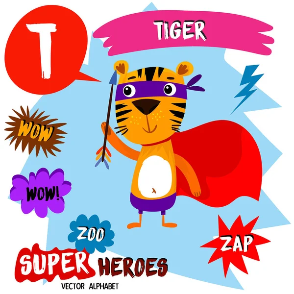 Conjunto súper grande. Lindo vector Zoo alfabeto con animales en dibujos animados — Vector de stock