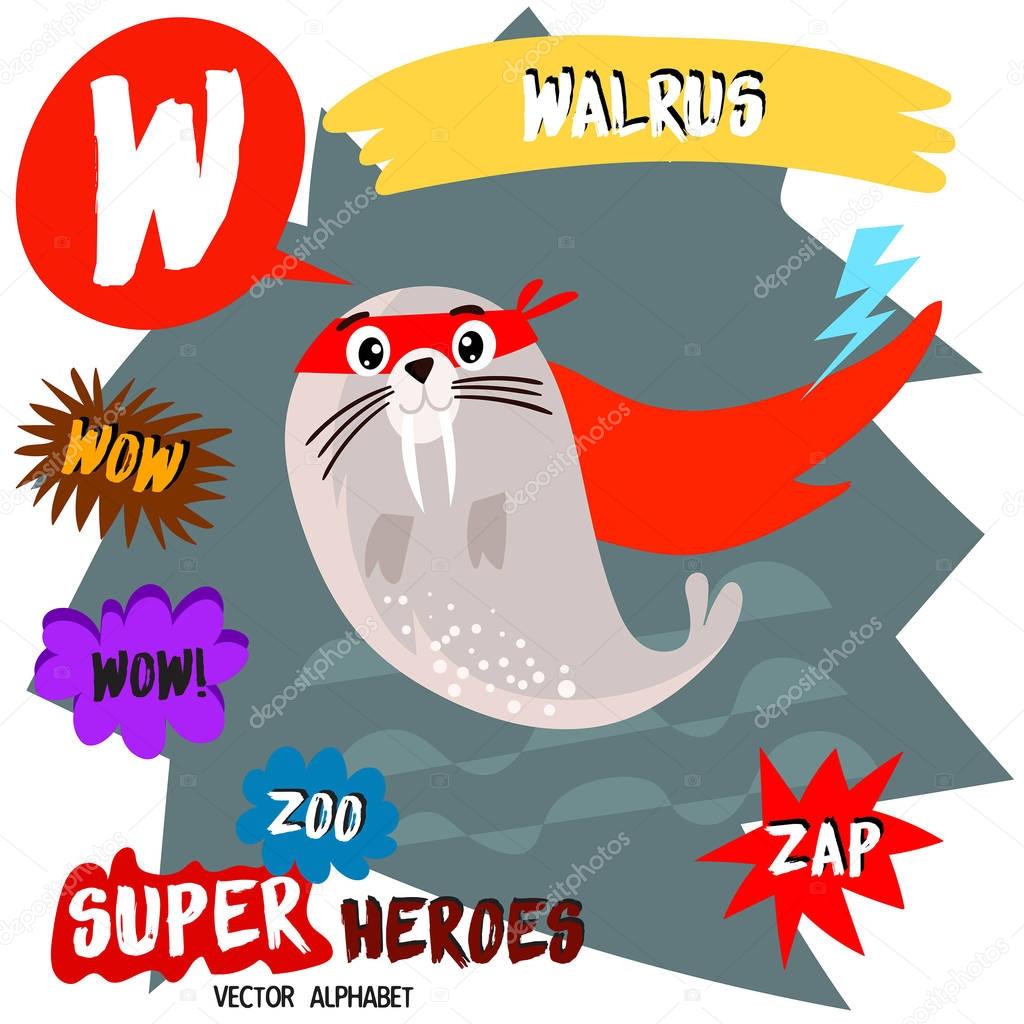 Super big set. Cute vector Zoo alphabet with animals in cartoon 