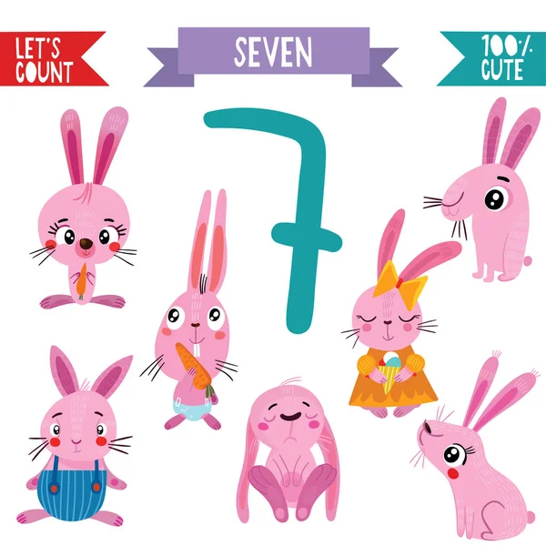 Collection Numbers Animals Set Kids Learning Count Write — Stock Vector