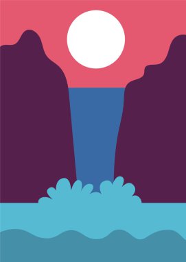 Colorful background with landscape, abstract mountains. Abstract colored backdrop with hand-drawn elements or curves. Creative vector illustration - poster design.