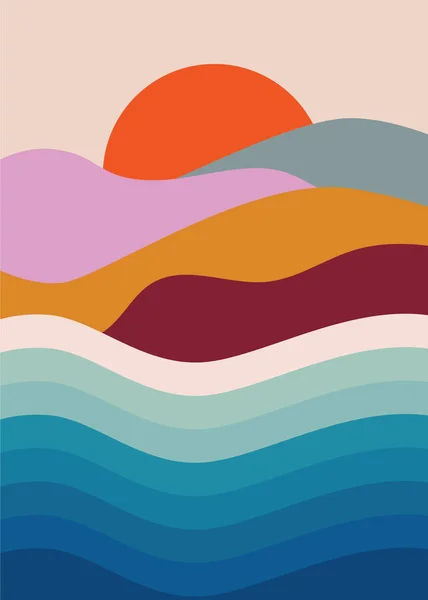 Colorful Background Landscape Abstract Mountains Abstract Colored Backdrop Hand Drawn — Stok Vektör