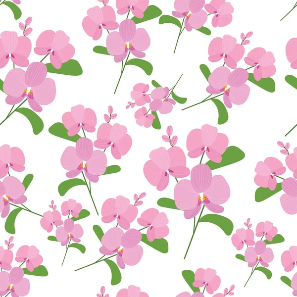 Padrão Primavera Sem Costura Com Orquídeas Bonitos Desenho Padrão Superfície Ilustrações De Stock Royalty-Free