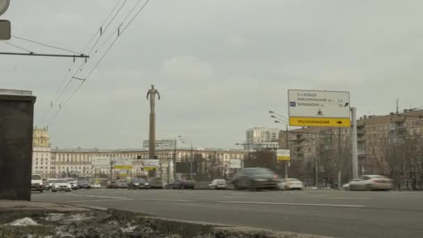 Denkmal für Juri Gagarin in Moskau, Hyperkarten, Zeitraffer — Stockvideo