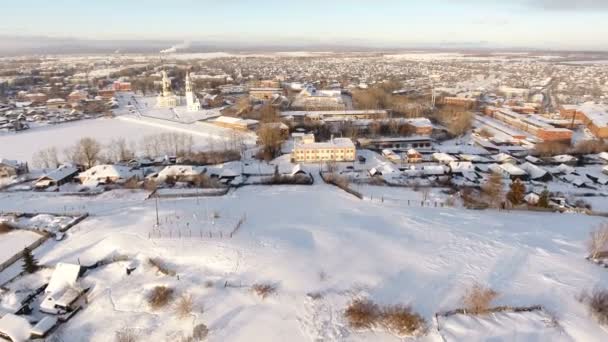 Winter landscape of the Russian outback — Stock Video