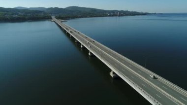a very long bridge road,multilane road,aerial wiev