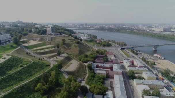 Nizhny Novgorod, Russia-2017, il lungomare, vista aerea, estate — Video Stock