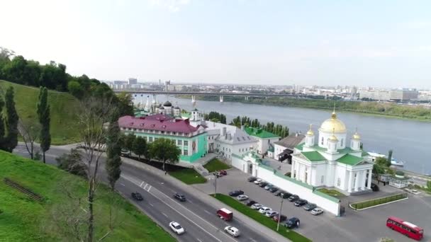Nizjni Novgorod, Rusland-2017, de promenade, luchtfoto, zomer — Stockvideo