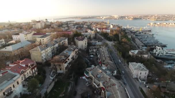 Sevastopol, de Krim-stad centrum, antenne uitzicht, Algemeen plan — Stockvideo