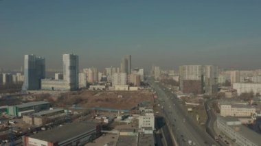 MOSCOW, RUSSIA-28 Mart; Şafakta şehrin sabah manzarası, hava manzarası