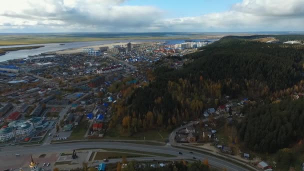 Staden Khanty-Mansiysk, flygbild, Allmän bild — Stockvideo