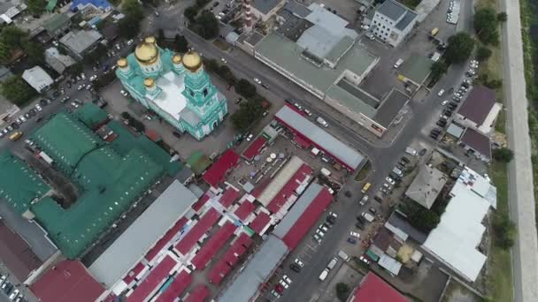 Herfst, Algemeen uitzicht in het centrum van de stad, Syzran ', antenne — Stockvideo