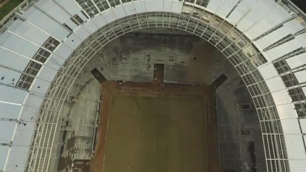 ロシアのメインスタジアム「ルズニキ」の再建。空からの眺め. — ストック動画