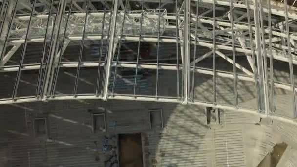 Rekonstruktion av Rysslands huvudarena "Luzjniki". Utsikten från luften. — Stockvideo