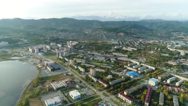 A cidade portuária de Nakhodka outono, vista aérea — Vídeo de Stock