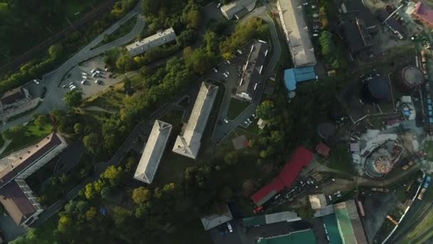 Port miasto Nakhodka jesień, widok z lotu ptaka — Wideo stockowe