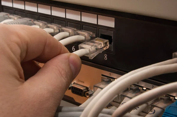 Cable de conexión al panel de conexión — Foto de Stock