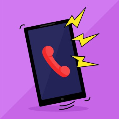 Cep telefonundan Gelen Bir Çağrıyı Almanın Düz Çizimi