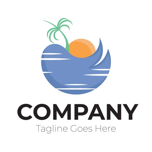 Logotipo Simples Limpo Belas Paisagens Praia — Vetor de Stock